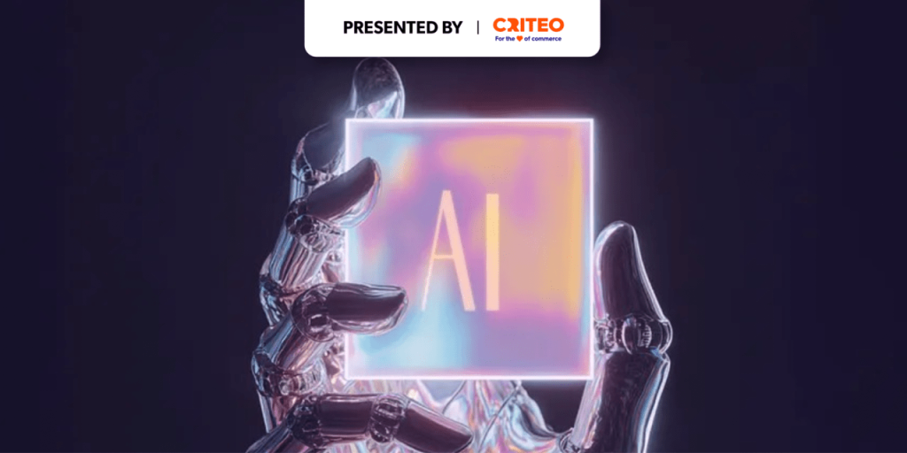 Ekran z tekstem Rewolucja morphującym w wirujące kolorowe fale i dynamiczne kształty cyfrowe AI