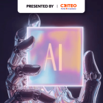 Ekran z tekstem Rewolucja morphującym w wirujące kolorowe fale i dynamiczne kształty cyfrowe AI