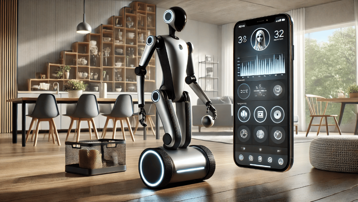 Inteligentny robot odkurzający omija przeszkody w kuchni z mapą laserową